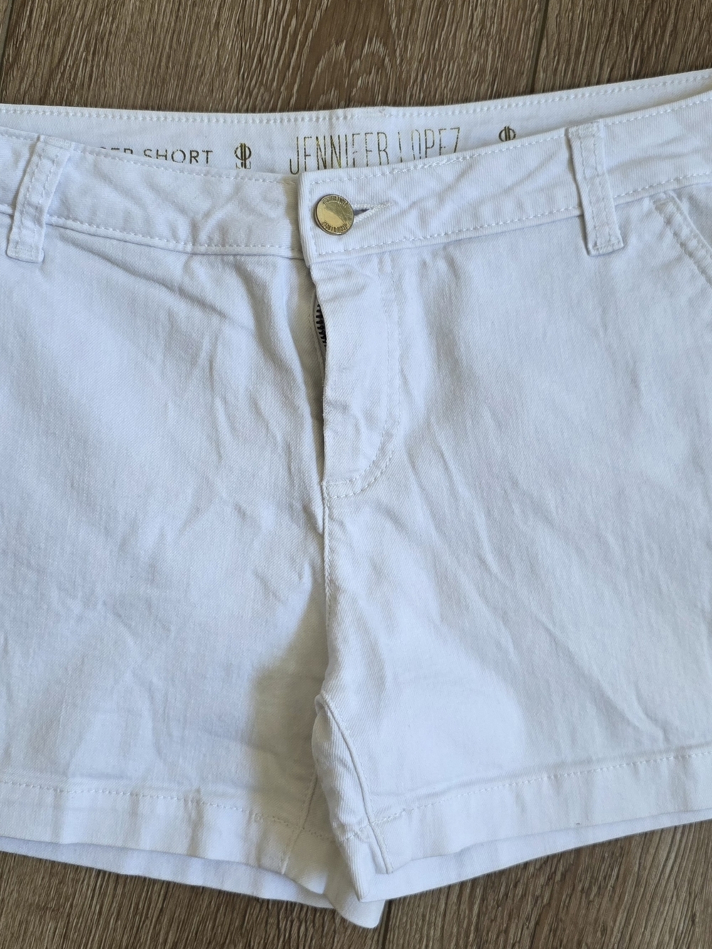 Jennifer Lopez White Cotton Denim Shorts